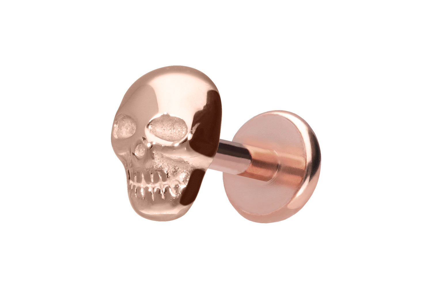 Titan Labret Piercing mit Push Fit TOTENKOPF